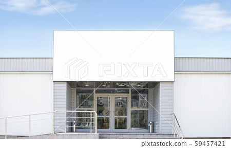 Blank white big rectangular box on shop mockup, sky background 59457421