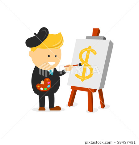 businessman artist painter draws a dollar  59457481