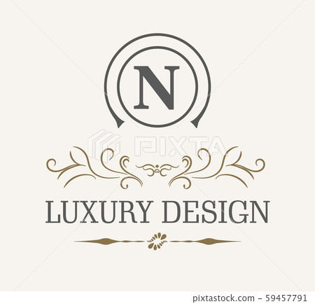 Retro Royal Vintage Shield Logotype. Vector calligraphyc Luxury logo design elements Retro Royal Vintage Shield Logotype. Vector calligraphyc Luxury logo design elements 59457791