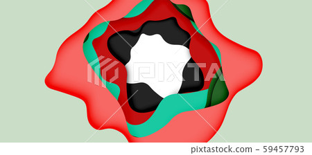 Vector decorative background. Abstract web template with cut out 3d paper abstract waves on light 59457793