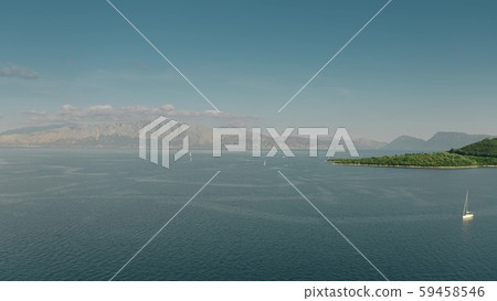 Aerial view of mountainous islands of the Ionian Sea, Greece 59458546
