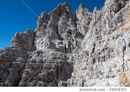 View of the mountain peaks Brenta Dolomites. View of the mountain peaks Brenta Dolomites. 59458761