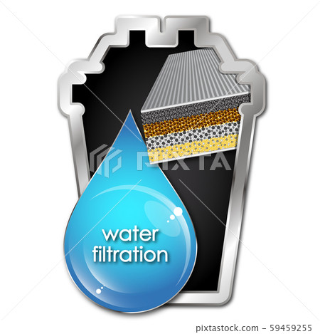 Blue drop of water and filter 59459255