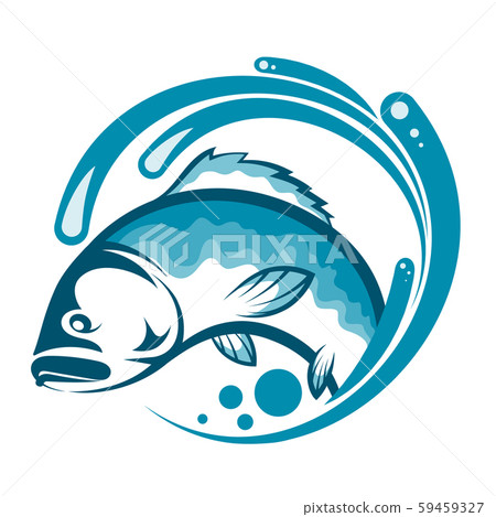 Fish on a blue wave of water Fish on a blue wave of water 59459327