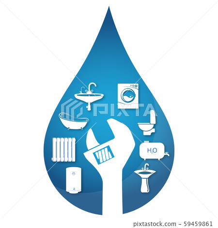 Water drop and wrench repair Water drop and wrench repair 59459861