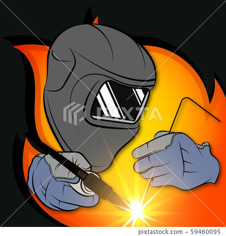 Welder in a mask with a tool in his hands 59460095