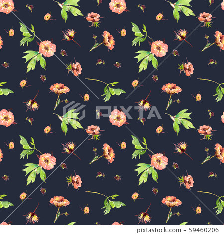 Wedding bridal romanric rustic warm seamless pattern. Hand drawing watercolor pink and purple and 59460206