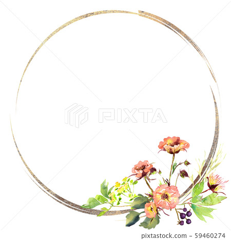 Wedding frame wreath bridal romanric rustic warm bouquet. Hand drawing watercolor pink and purple Wedding frame wreath bridal romanric rustic warm bouquet. Hand drawing watercolor pink and purple 59460274