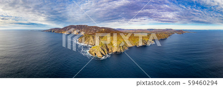 Aerial of Slieve League Cliffs are among the highest sea cliffs in Europe rising 1972 feet or 601 Aerial of Slieve League Cliffs are among the highest sea cliffs in Europe rising 1972 feet or 601 59460294