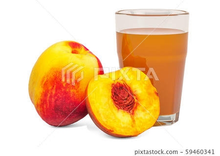 Glass of peach or nectarine juice with peaches Glass of peach or nectarine juice with peaches 59460341