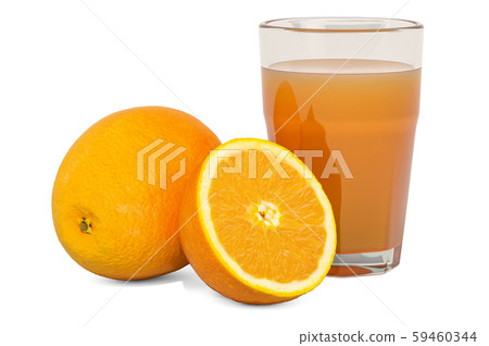 Glass of orange juice with oranges 59460344