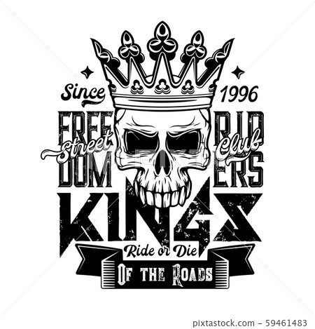 Skull in crown, t-shirt of motorcycle biker club 59461483