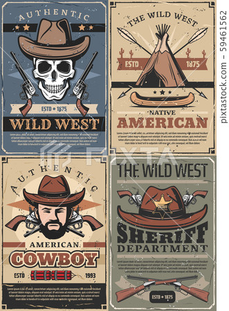 Wild West cowboy, sheriff and skull with guns 59461562