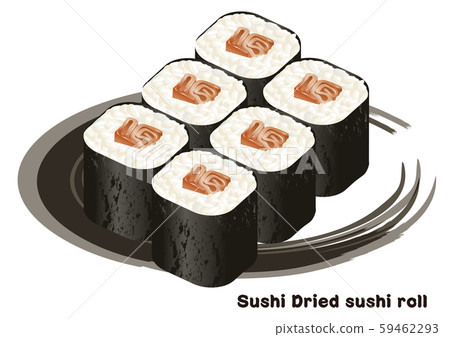 刷觸摸，手繪壽司，鮭魚插圖| Depositphotos® 59462293