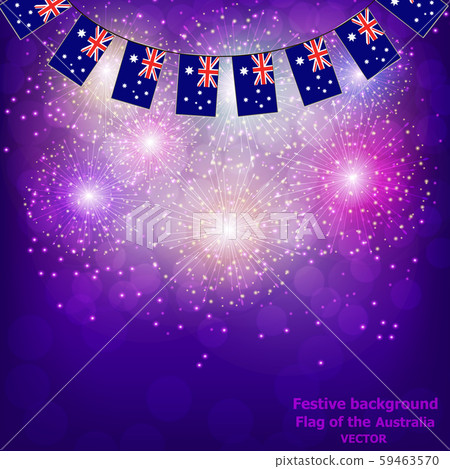 Fireworks with flags Australia. 59463570