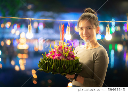 Loy Krathong festivals in Thailand Beautiful woman Loy Krathong festivals in Thailand Beautiful woman 59463645