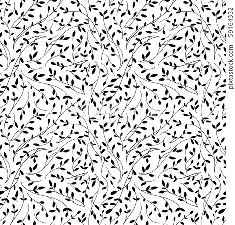 Black leaves and branches seamless pattern.  59464332