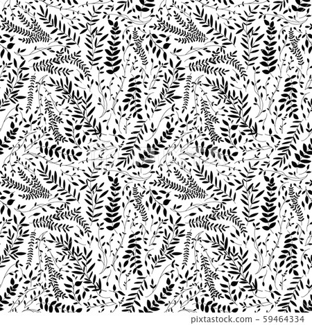 Black leaves and branches seamless pattern.  59464334