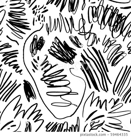 Ink pen scribbles vector seamless pattern Ink pen scribbles vector seamless pattern 59464335