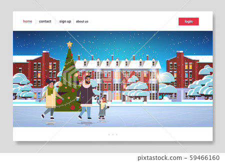 family at ice-skating rink merry christmas new year winter holidays concept parents and child family at ice-skating rink merry christmas new year winter holidays concept parents and child 59466160