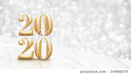 Happy new year 2020 gold glossy (3d rendering ) on 59466679
