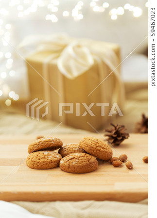 close up of oatmeal cookies on wooden table close up of oatmeal cookies on wooden table 59467023