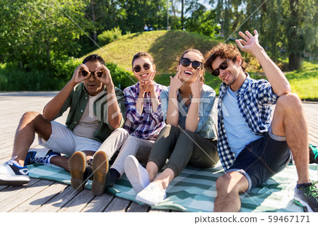 happy friends making faces at summer park happy friends making faces at summer park 59467171