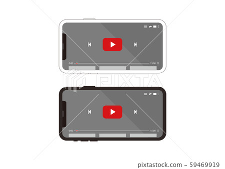 矢量智能手機類似youtube的屏幕黑白 插圖素材 圖庫