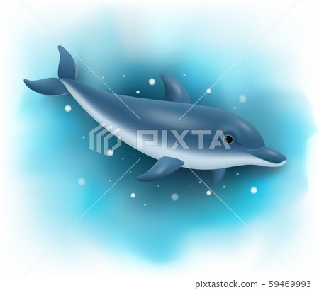 Cartoon dolphin swimming in the ocean Cartoon dolphin swimming in the ocean 59469993
