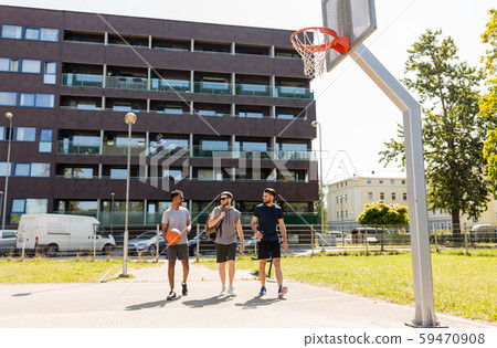 group of male friends going to play basketball group of male friends going to play basketball 59470908