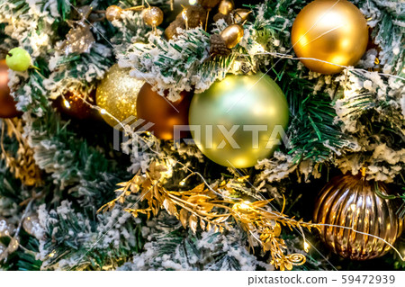 Photo of beautiful New Year toys with green tree Photo of beautiful New Year toys with green tree 59472939