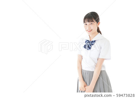 Smiling female student in uniform 59473828