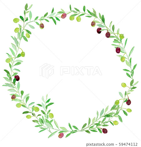 Olive wreath watercolor 59474112