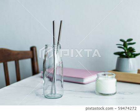 Metal recyclable drinking straws, copy space Metal recyclable drinking straws, copy space 59474272