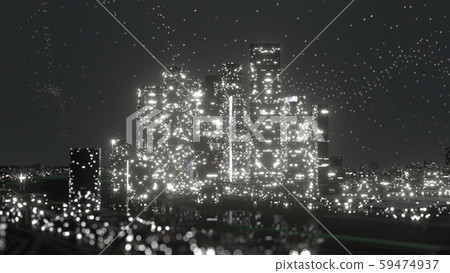 Abstract modern city at night. 3D illustration Abstract modern city at night. 3D illustration 59474937