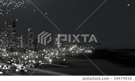 Abstract modern city at night. 3D illustration 59474938