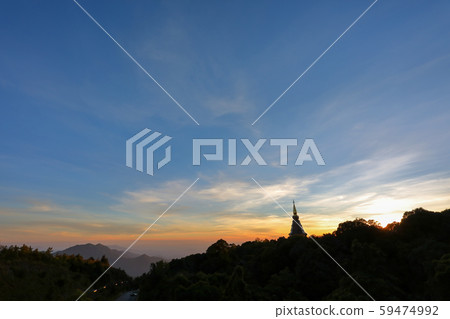 beautiful landscape, landmark of pagoda in doi Inthanon national park at Chiang Mai, Thailand 59474992