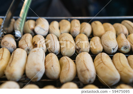 Grilled bananas on electric grill healthy snack. Grilled bananas on electric grill healthy snack. 59475095