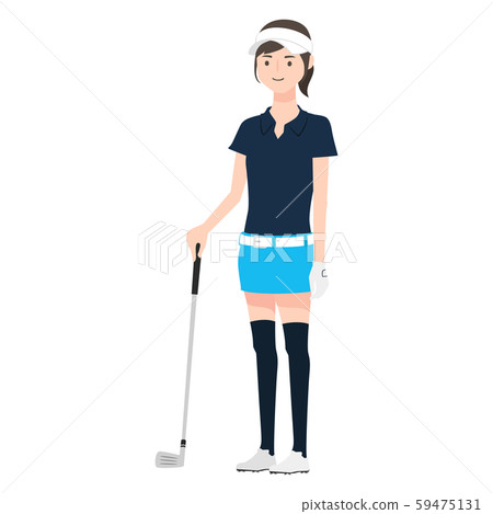 Illustration of a woman holding a golf club. 59475131