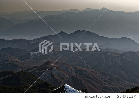 Shiramine Sanzan in the evening seen from the summit of Mt. Shiramine Sanzan in the evening seen from the summit of Mt. 59475137