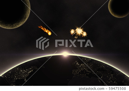 Planets, Asteroid and spaceship 59475508