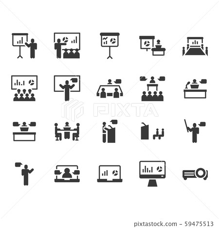 Presentation and meeting related icon and symbol 59475513