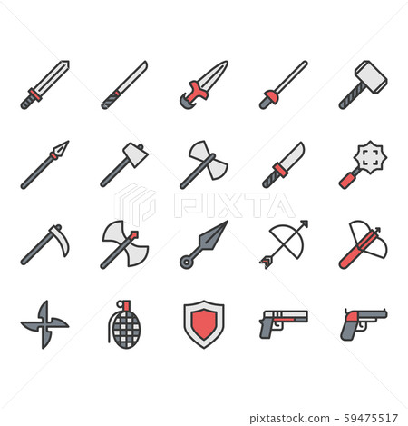 Weapon related icon and symbol set. 59475517