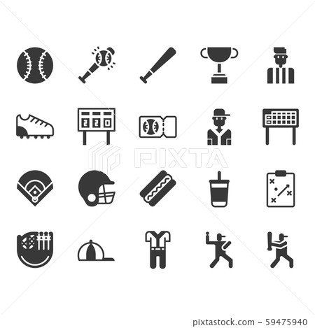 Baseball equipments and activities icon and symbol 59475940