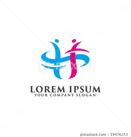 letter h people logo design concept template - Stock Illustration ...