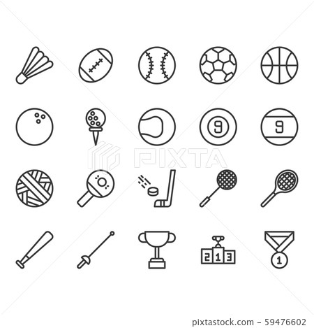 Sport ball equipment icon and symbol set 59476602
