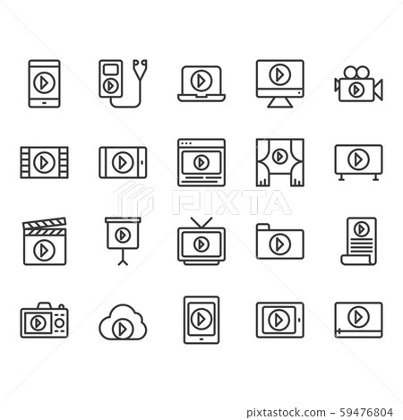 Video content icon and symbol set. 59476804
