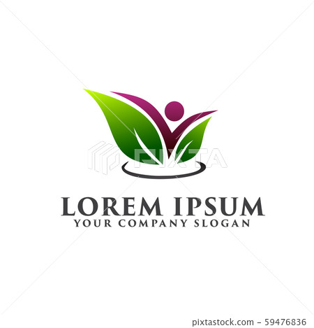 leaf people logo design concept template - Stock Illustration [59476836 ...