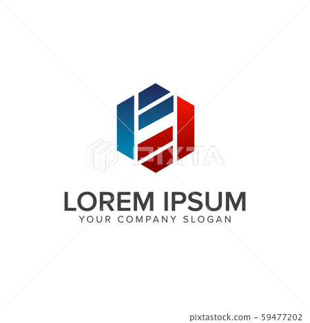 Letter F hexagon logo design concept template 59477202