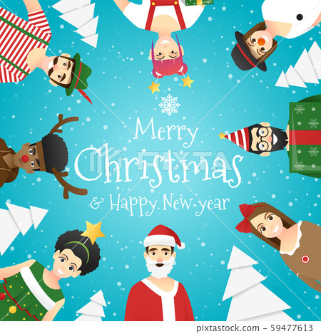 Merry Christmas and Happy New Year, group of teens in Christmas costume concept Merry Christmas and Happy New Year, group of teens in Christmas costume concept 59477613